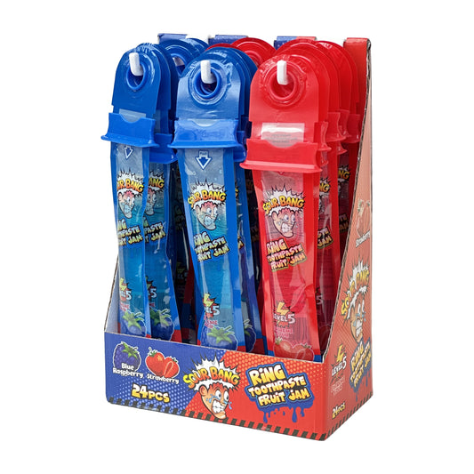 Sour Bang - Ring Tootopaste Fruit Jam - Blue Rasapberry & Strawberry - 12pcs / Box